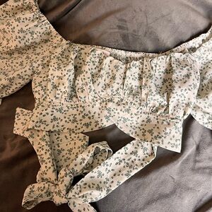 Better Be Green Floral Off-Shoulder Blouse